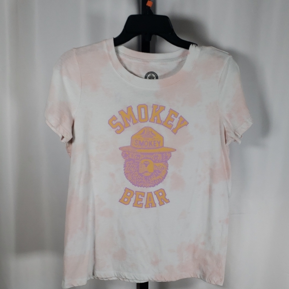 Smokey the Bear Graphic‎ Print Pink Tie-Dye T-Shirt - SZ S